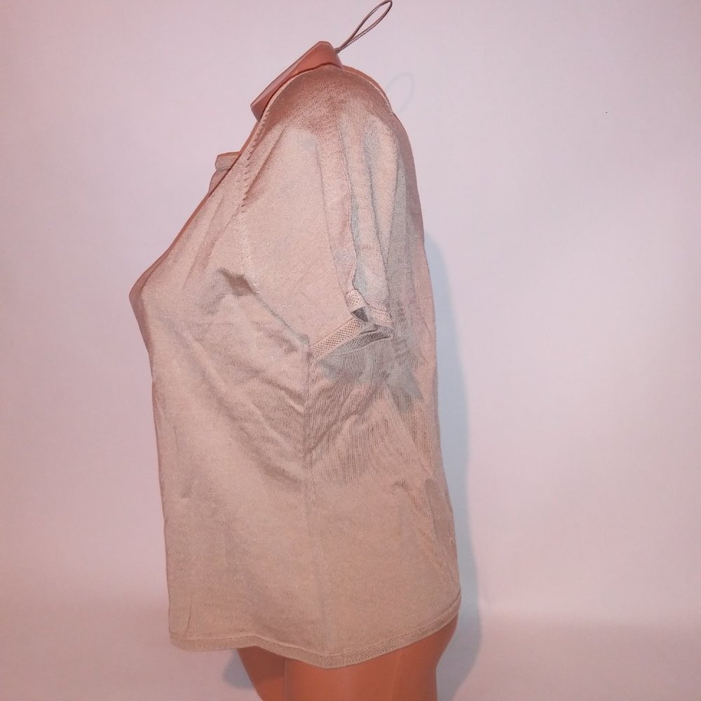 Pendleton Sweater Xl Solid Beige Short Sleeve Cre… - image 5